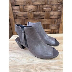 Munro Taupe Open-Toe Ankle Booties with Side Zip